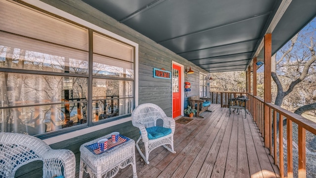 wooden deck with covered porch