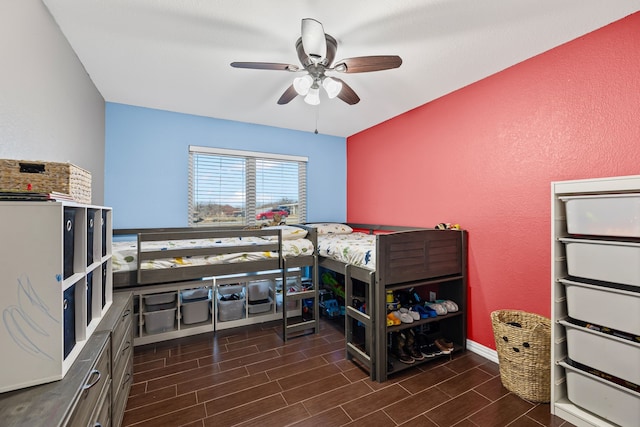 bedroom featuring ceiling fan