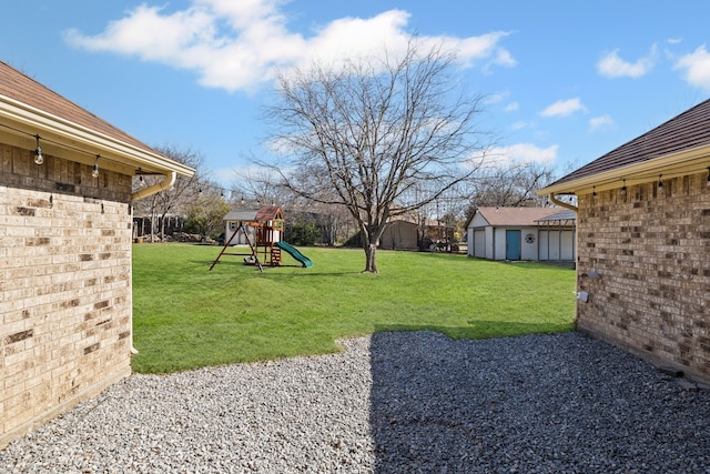 view of yard with a playground