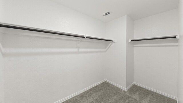 spacious closet with visible vents and carpet