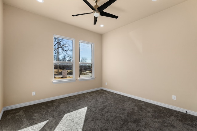 carpeted empty room with ceiling fan