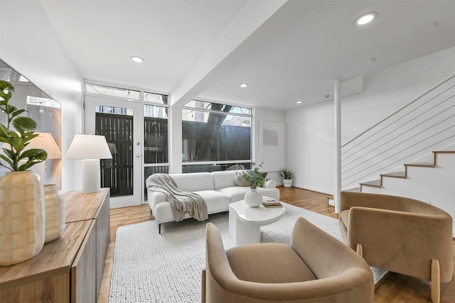 living room with wood-type flooring