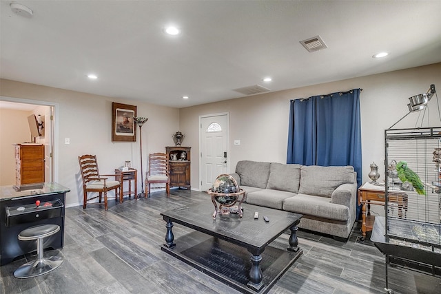 living room with hardwood / wood-style floors