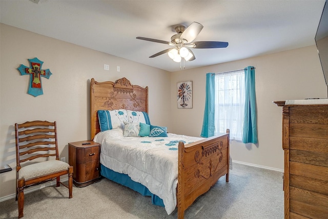 bedroom featuring carpet floors and ceiling fan