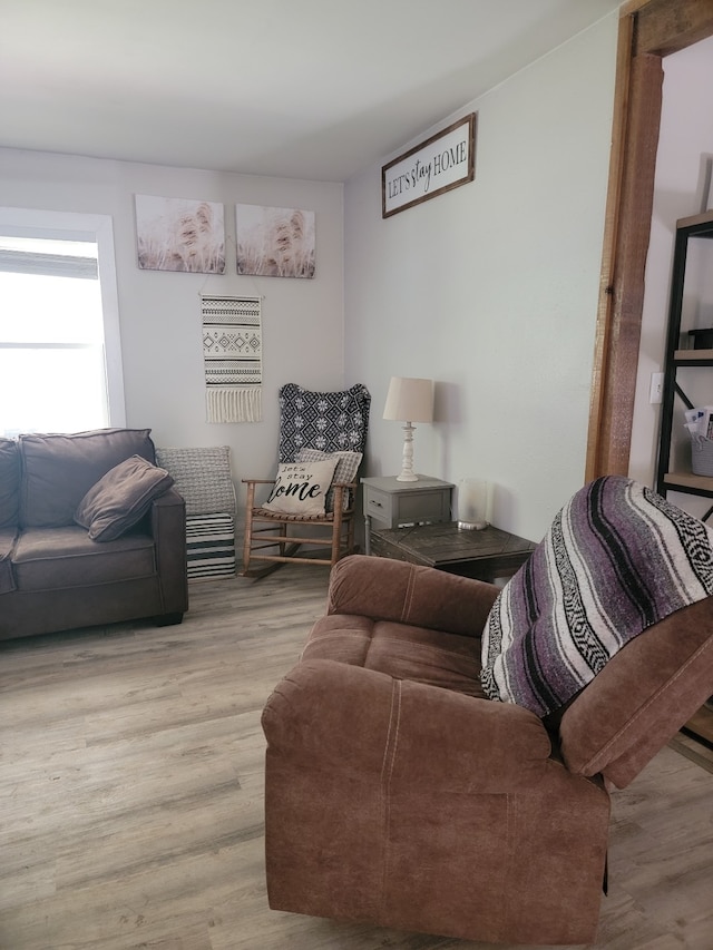 living room with light wood-type flooring