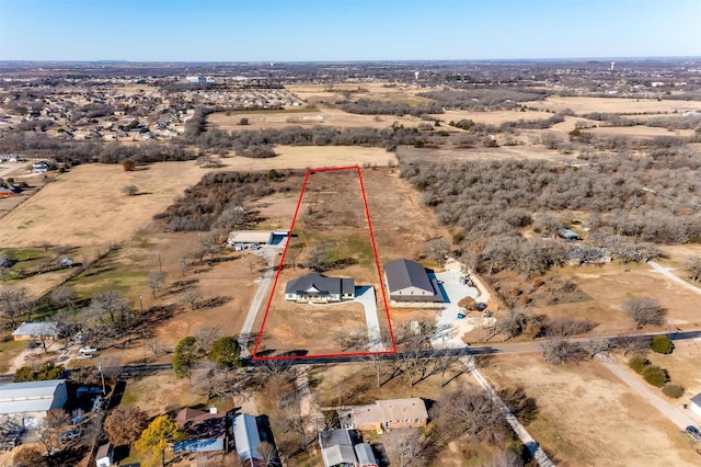 drone / aerial view featuring a rural view