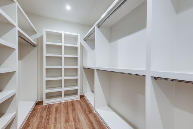 spacious closet featuring light hardwood / wood-style floors