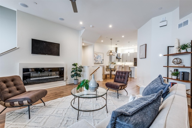 living room with hardwood / wood-style flooring