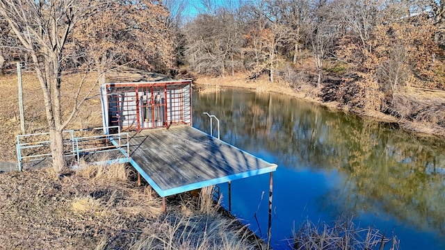 view of dock featuring a water view