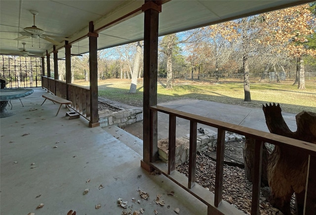 view of patio / terrace with ceiling fan