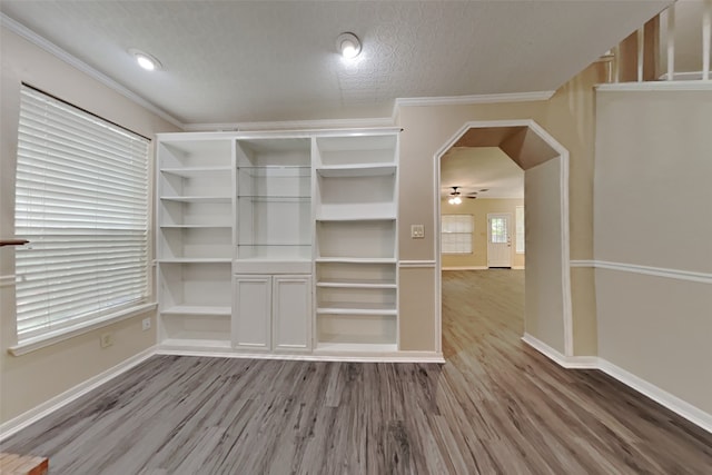 interior space featuring ceiling fan and hardwood / wood-style floors