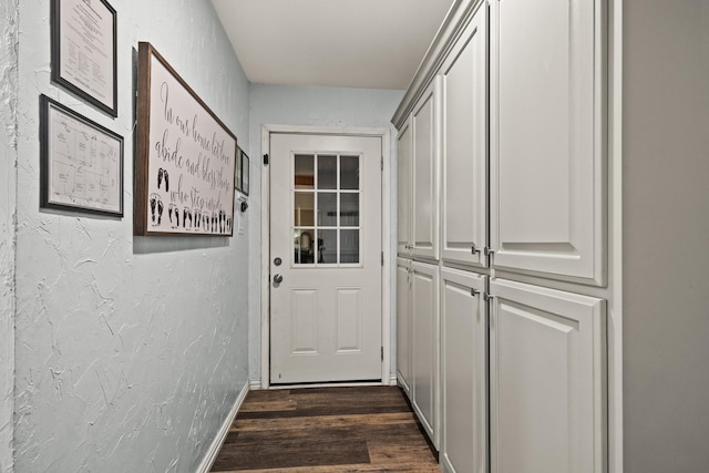 doorway featuring dark hardwood / wood-style flooring