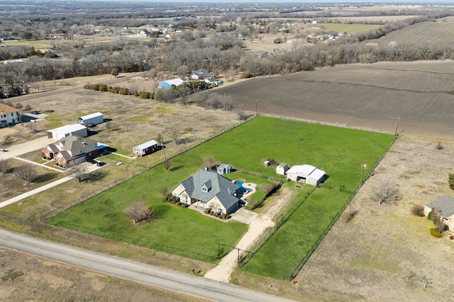 drone / aerial view with a rural view