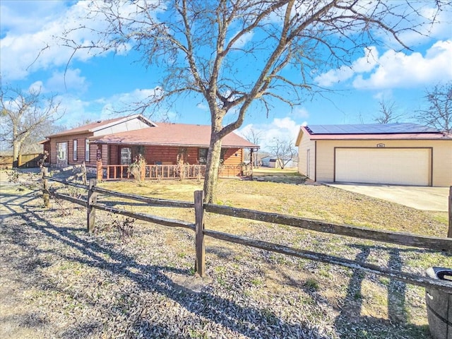 view of yard with a garage