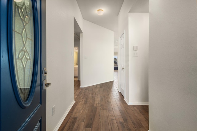 entrance foyer featuring dark hardwood / wood-style floors