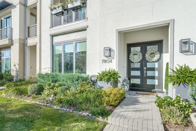 view of exterior entry with french doors