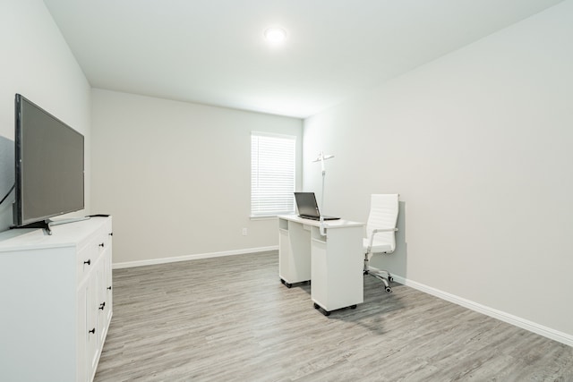 office space featuring light hardwood / wood-style floors