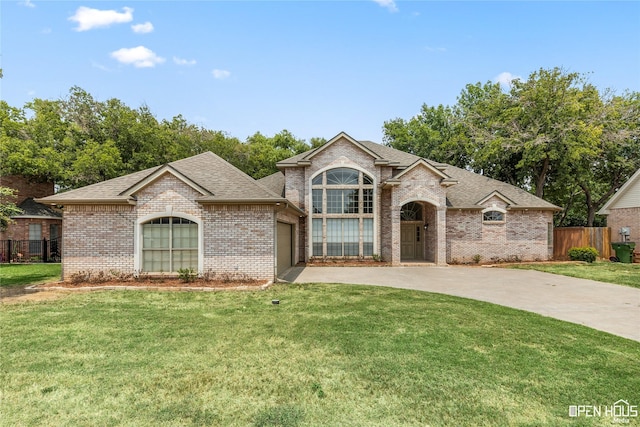 view of front of home featuring a garage and a front yard