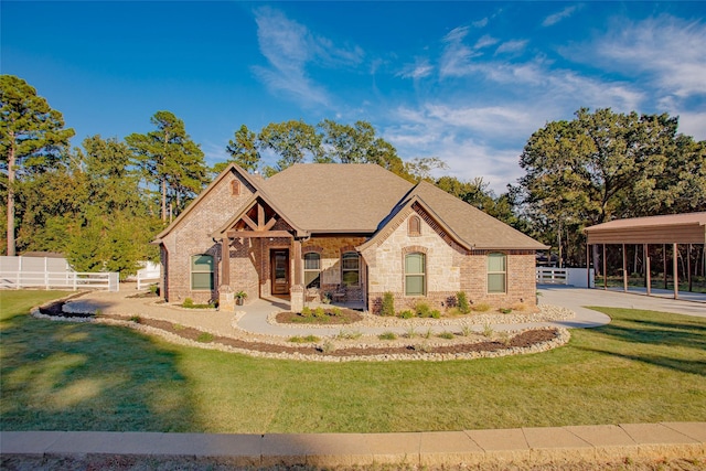 view of front facade featuring a front lawn