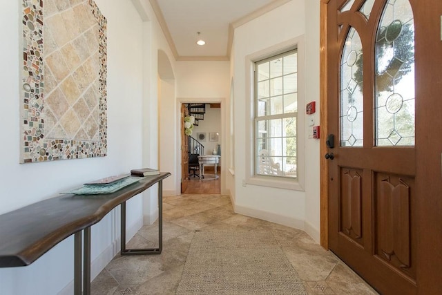 entryway with ornamental molding