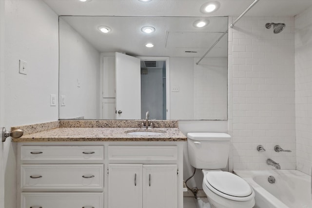 15914 Stillwood St Unit 2078, Dallas, TX 75248 - full bathroom with toilet, vanity, shower / bathtub combination, and recessed lighting