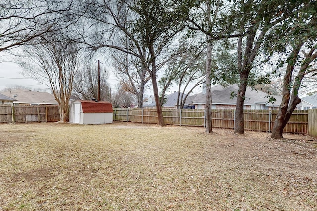 view of yard with a storage unit