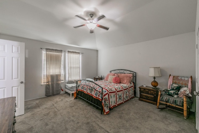 bedroom featuring carpet and ceiling fan