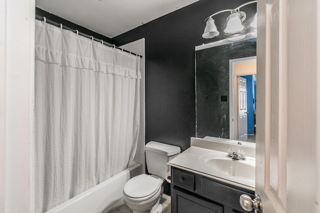 full bathroom featuring vanity, toilet, and shower / bath combo with shower curtain