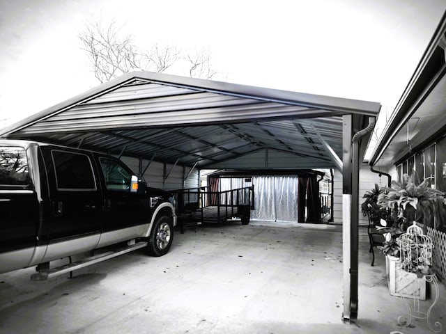 garage with a carport