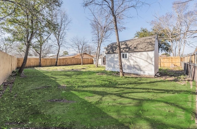 view of yard featuring a shed