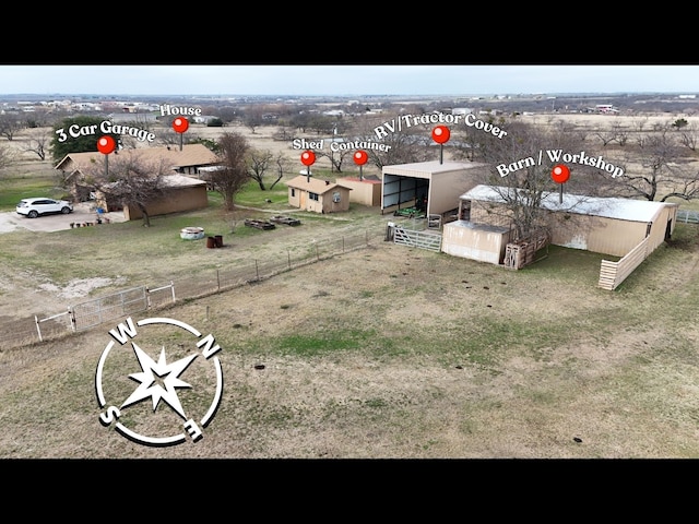 bird's eye view featuring a rural view