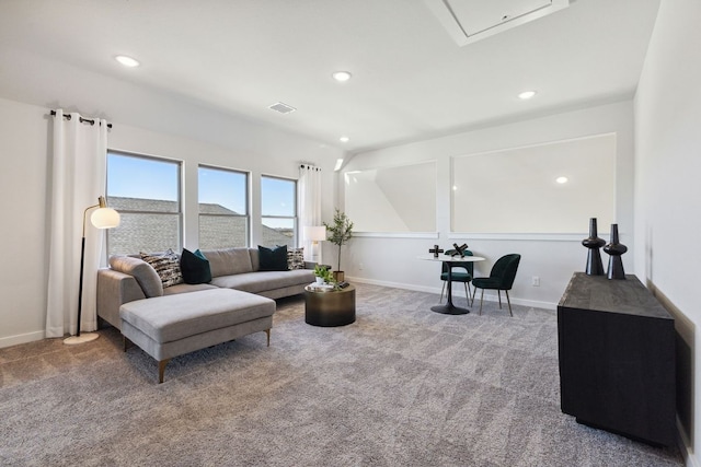 living room with carpet flooring