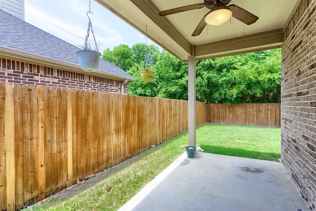 view of patio / terrace with ceiling fan