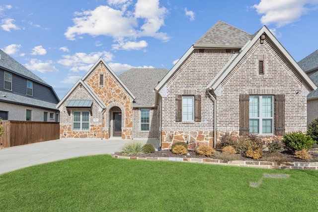 view of front of home with a front yard