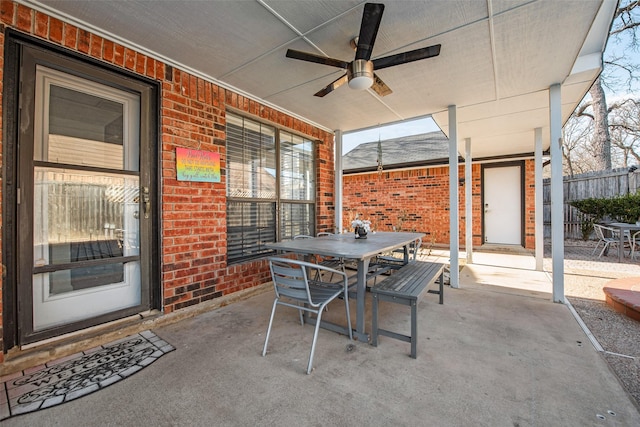 view of patio with ceiling fan