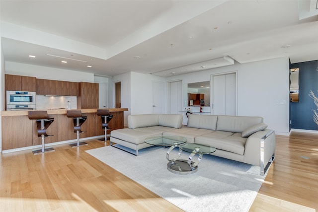 living room with light wood-type flooring