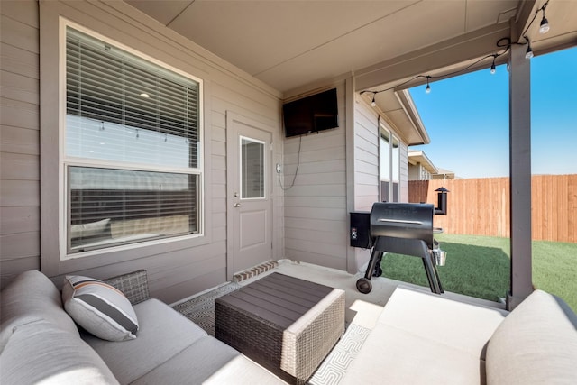 view of patio featuring grilling area and an outdoor hangout area