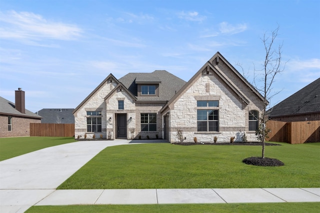 view of front facade featuring a front yard