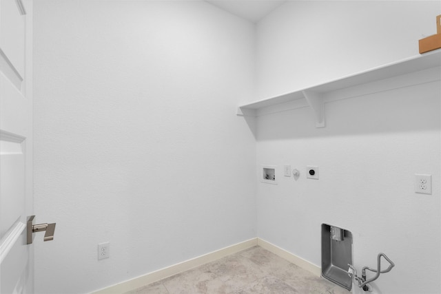 laundry room featuring gas dryer hookup, washer hookup, and electric dryer hookup