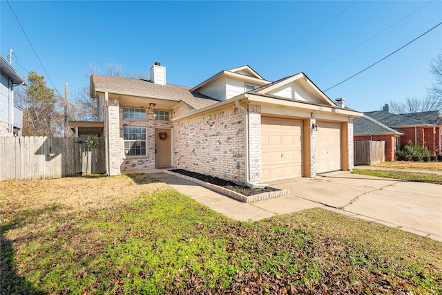 ranch-style house with a garage and a front yard