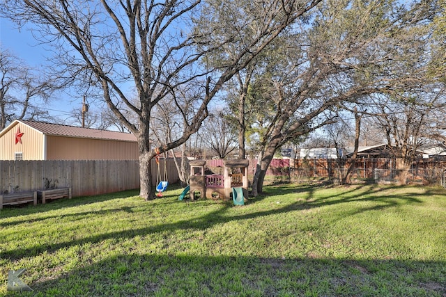 view of yard featuring a playground