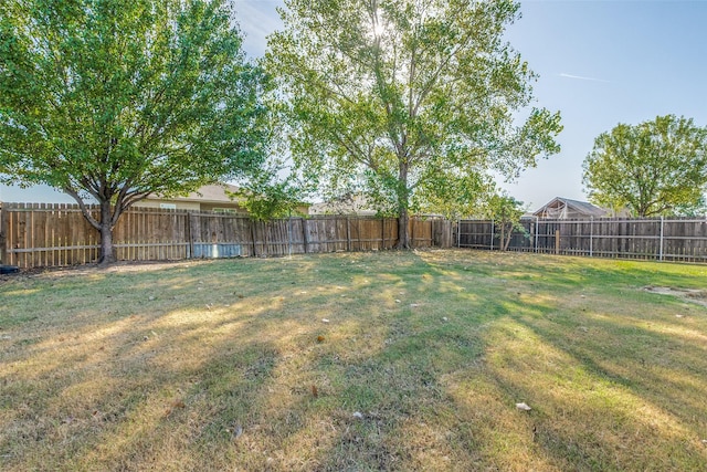 view of yard featuring a fenced backyard