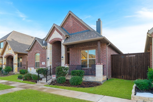 view of front facade featuring a front yard