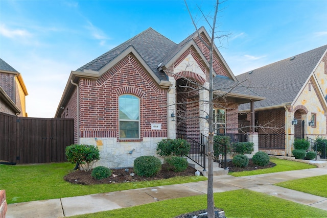 view of front of property with a front lawn