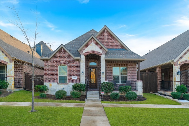 view of front facade with a front yard