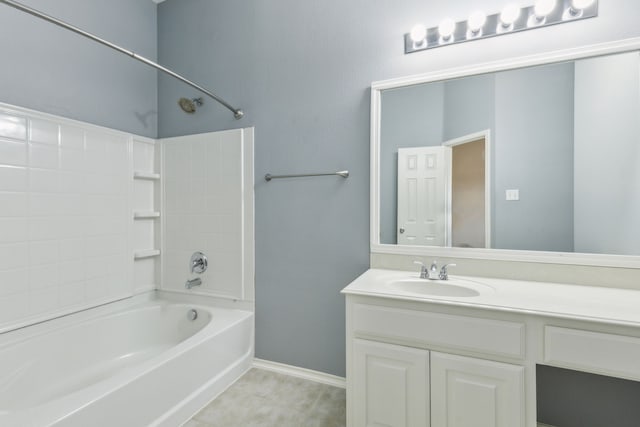 bathroom featuring vanity, tile patterned floors, and shower / bath combination