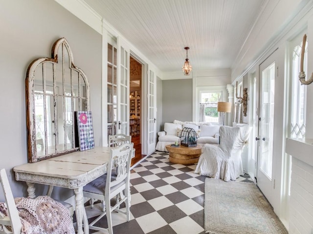 sunroom with french doors