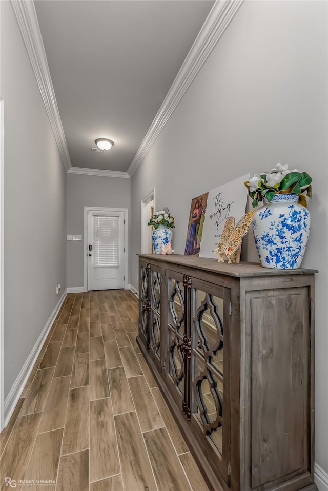 hallway with ornamental molding