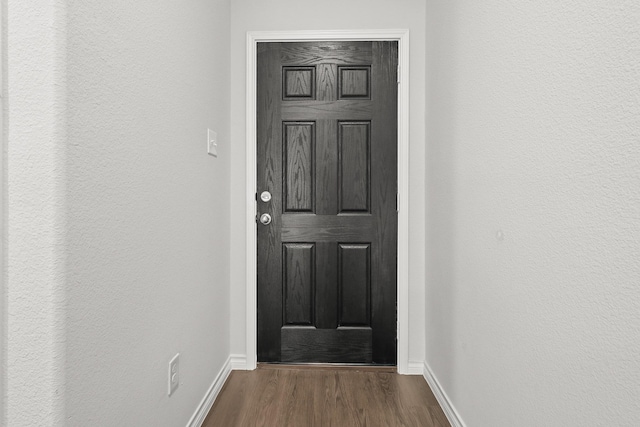 doorway featuring dark hardwood / wood-style floors