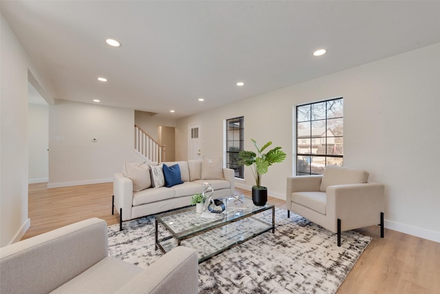 living room featuring light hardwood / wood-style floors